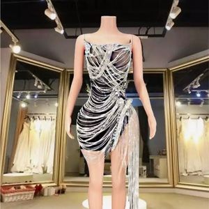 Rhinestone silver and black dress